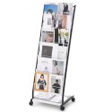 Brochure Display Rack 6-Tier Magazine Literature Display Stand 4 Wheels