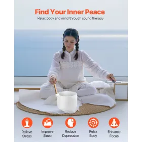 Crystal Singing Bowl 8 "F Note Heart Chakra Singing Bowl til helbredelse af yoga