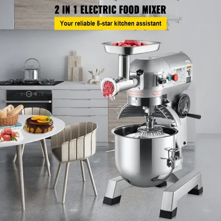 Kommerciel stativ mixer, 20qt rustfrit stål skål, 1100W 2 i 1