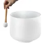 Crystal Singing Bowl, 8-inch F Note Heart Chakra Singing Bowl, Frosted Quartz Singing Bowl with Rubber Mallet and O-Ring, Perfec