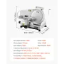 Commercial Meat Slicer, 10 inch Electric Deli Food Slicer, 180W Meat Cutter with a Premium 65Mn Blade, 0-0.4 inch Adjustable Thi