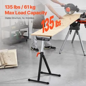 2 PCs Woodworking Roller Stands Max Load 135 lb Adjustable 26.8-42.5 in