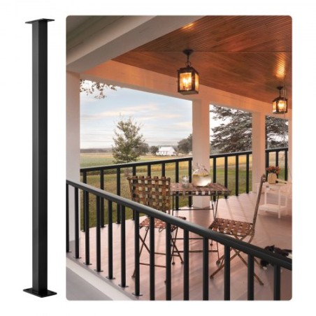 Cable Railing Post 36x1.5x1.5in Steel Railing Post Without Holes 1Pc Black