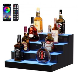 LED Lighted Liquor Bottle Display Bar Shelf RF & App Control 16" 4-Step
