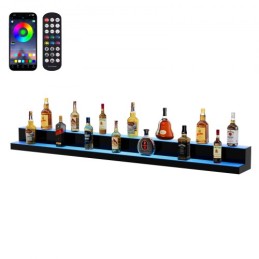 LED Lighted Liquor Bottle Display Bar Shelf RF & App Control 72" 2-Step