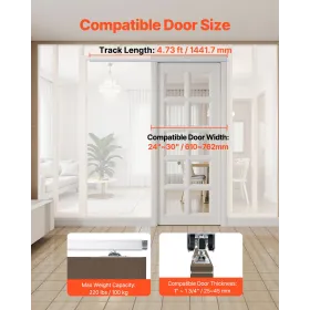 Pocket Door Track Kit 5 ft Heavy Duty Puted Door Hardware Kit 3