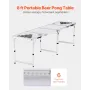 8 Foot Portable Beer Pong Table, Folding Tailgate Table, Cup Holes, Dry Erase Markers and Carrying Handles, Adjustable Height, L