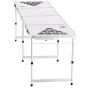 8 Foot Portable Beer Pong Table, Folding Tailgate Table, Cup Holes, Dry Erase Markers and Carrying Handles, Adjustable Height, L