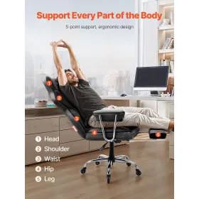 Executive Office Chair High Back Chair Footrest & Removable Armrests Black