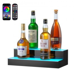 LED Lighted Liquor Bottle Display Bar Shelf RF & App Control 16" 2-Step