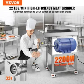 Commercial Electric Meat Grinder 22Lb/Min 2200W Industrial Cabinet Grinder