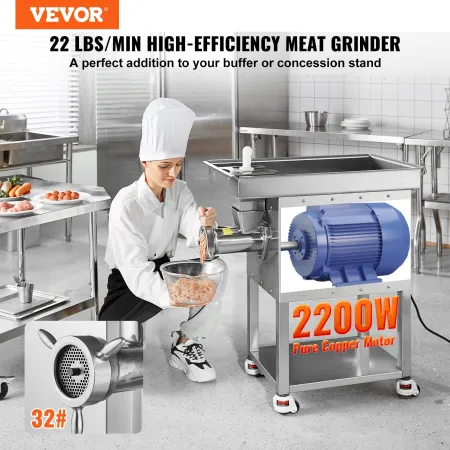 Kommerciel elektrisk kødkværn 22 lb/min 2200W Industrial