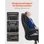 Executive Chair, High Back Office Chair with Knob-Control Lumbar Support, Ergonomic Desk Chair Adjustable Tilt & Height, PU Leat