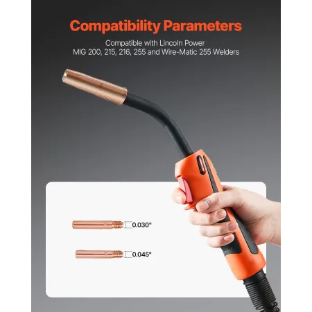 250Amp MiG svejsningspistol med 15ft kabel til 0,035 "& 0,045"