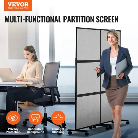 Office Divider, 2 Panel Office Partition, Freestanding Office Divider Wall Partition & Privacy Divider Reduce Noise and Room Sep