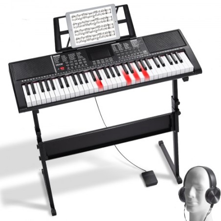 61 Key Digital Keyboard Piano Electric Portable with Adjustable Stand