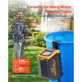 Cordless nedsænkbar vandpumpe til Dewalt 20V Max Battery (kun