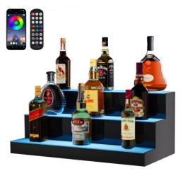 LED Lighted Liquor Bottle Display Bar Shelf RF & App Control 24" 3-Step