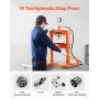 Hydraulic Shop Press, 10 T H-Frame Shop Press with Press Plate & H-shaped Base, Stable Garage Floor Adjustable Hydraulic Press w