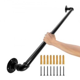 Pipe Stair Handrail Staircase Handrail 2 FT Carbon Steel for Wall Mount