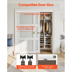 Bypass Door Hardware 6ft Bypass Closet Door Track Kit til 2