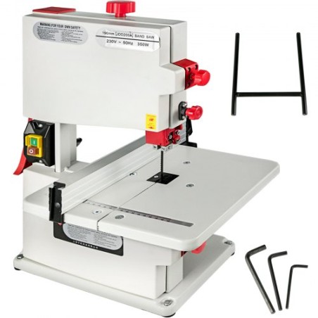 8 inch Benchtop Bandsaw  80mm Cutting Height Small Red Metal Tabletop Band Saw with Powerful Durable Motor for DIY Hobby