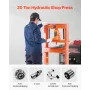 Hydraulic Shop Press, 20 T H-Frame Shop Press with Press Plate & Triangular Support, Stable Garage Floor Adjustable Hydraulic Pr
