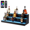 LED Lighted Liquor Bottle Display Bar Shelf RF & App Control 30" 3-Step