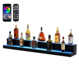 LED Lighted Liquor Bottle Display Bar Shelf RF & App Control 48" 2-Step