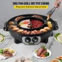 2 in 1 Electric Grill and Hot Pot, 2200W BBQ Pan Grill and Hot Pot, Multifunctional Teppanyaki Grill Pot with Dual Temp Control,