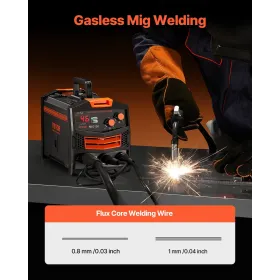MIG Welder 130Amp Gasless Flux Core Mig Welding Machine with IGBT Inverter