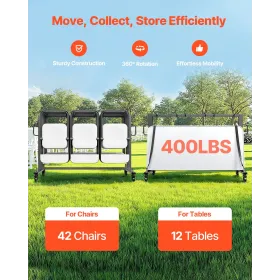 Foldestol rackkurv til 42 stole eller 12 borde på 400 kg med hjul