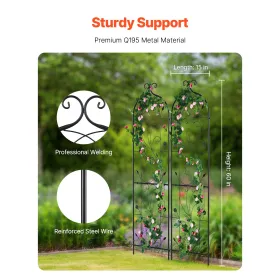 2 Packs Metal Garden Trellis for Climbing Plant Support 60x15 in Rustproof