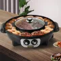2 i 1 elektrisk grill og varm gryde, 2200W BBQ pan grill og