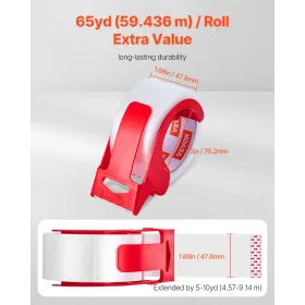 Packing Tape 12 Rolls 65 Yards Clear Shipping Tape with Dispenser 2.7 Mil