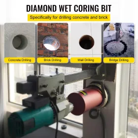 Diamond Core Drill, 4"/101mm Diameter Core Drill Bit, 14"/355mm Concrete Core Drill Bit, 5/8"-11 Thread Core Bit, Dry/Wet Drill