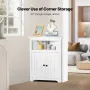32" Corner Storage Cabinet, 3 Tiers Small Storage Cabinet with 2 Wooden Doors & Adjustable Shelves, Freestanding Corner Kitchen 