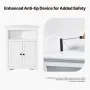 32" Corner Storage Cabinet, 3 Tiers Small Storage Cabinet with 2 Wooden Doors & Adjustable Shelves, Freestanding Corner Kitchen 