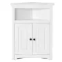 32" Corner Storage Cabinet, 3 Tiers Small Storage Cabinet with 2 Wooden Doors & Adjustable Shelves, Freestanding Corner Kitchen 