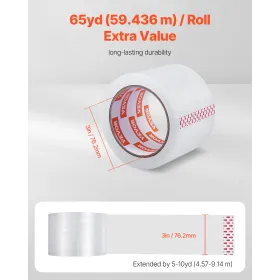 Clear Packing Tape 6 Rolls 65 Yards Heavy Duty Clear Packing Tapes 2.7 Mil