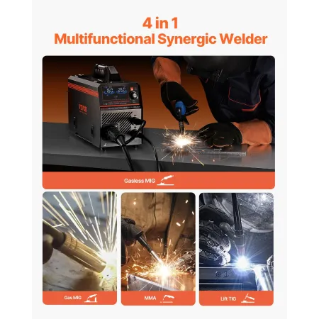 MIG Welder 160A Welding Machine 4-in-1 Gas/Flux Core MIG/Stick/Lift TIG