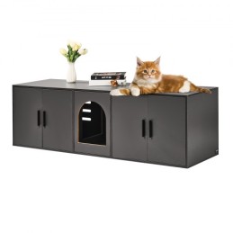 Cat Litter Box Enclosure Wooden Litter Box Furniture Hidden 57.9" Black