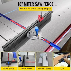 Miter Gauge, 18" Table Saw Miter Gauge, Precision Miter Saw Fence w/ Laser Marking Scale, Aluminum Table Saw Sled w/ 60 Degree