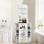 64" Tall Corner Storage Cabinet, 6 Tiers Wooden Storage Cabinet with USB Ports and Outlets & Adjustable Shelves, Freestanding Co