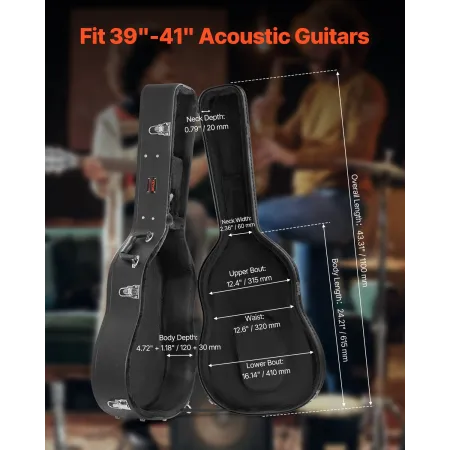 Akustisk guitar hård sag 43.31 i med lås og nøgler til akustisk