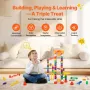 Marble Run Set, 153 PCS with Motorized Elevator, with 30 Plastic Marbles, Marble Maze Building Block Brain Game, Educational Lea