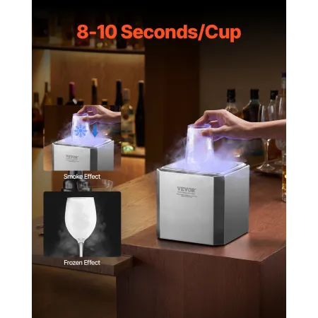 Glass Froster Chiller, CO2 Beer Glass Froster, 8-10 Seconds/Cup with LED Light, Instant Glass Chiller for Wine, Cocktail, Champa