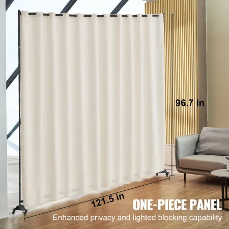 Room Divider, Portable Panel Room Divider with Wheels Curtain Divider Stand, Freestanding Room Divider Privacy Screen for Office