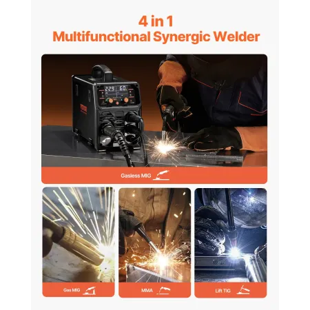 MiG Welder 200a Welder Machine 4-in-1 Gas MiG/Flux Core
