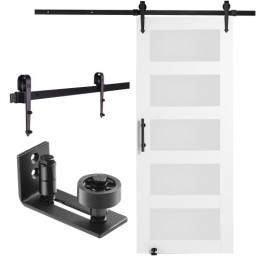 Barn Door and Hardware Kit 30" x 84" Wood and Glass Sliding Barn Door Kit
